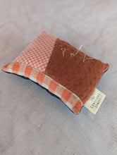 Load image into Gallery viewer, Hand pieced pin cushion - F - The Conscious Sewist - fabric scraps - tools
